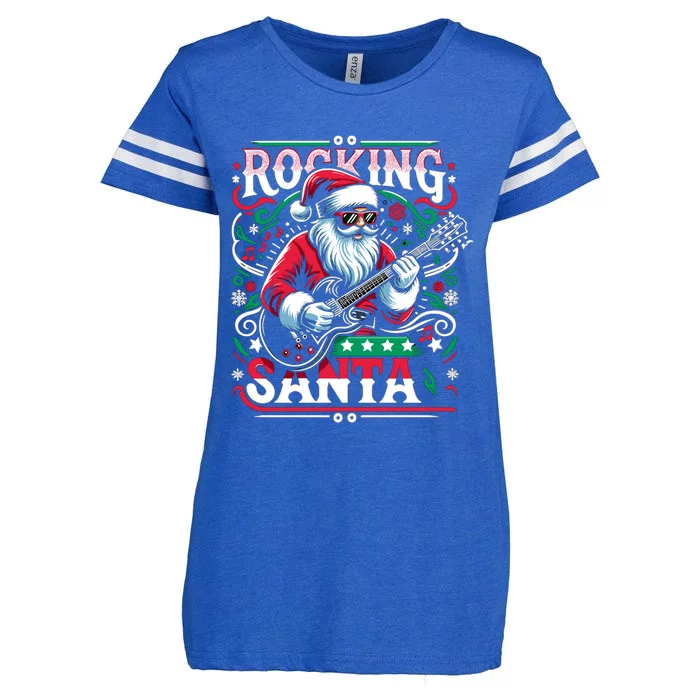 The Rocking Santa Christmas Rock Guitar Santa Cool Gift Enza Ladies Jersey Football T-Shirt