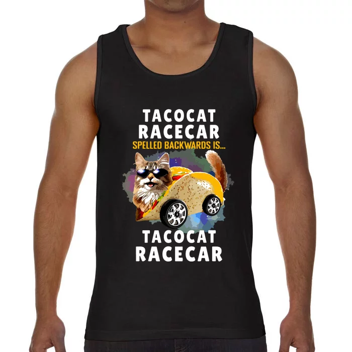 Tacocat Racecar Spelled Backwards Funny Mexican Car Taco Cat Comfort Colors® Tank Top