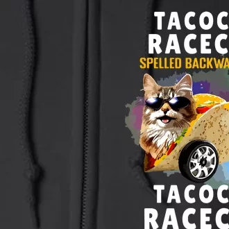 Tacocat Racecar Spelled Backwards Funny Mexican Car Taco Cat Full Zip Hoodie