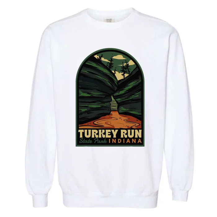 Turkey Run State Park Indiana Vintage Badge Garment-Dyed Sweatshirt