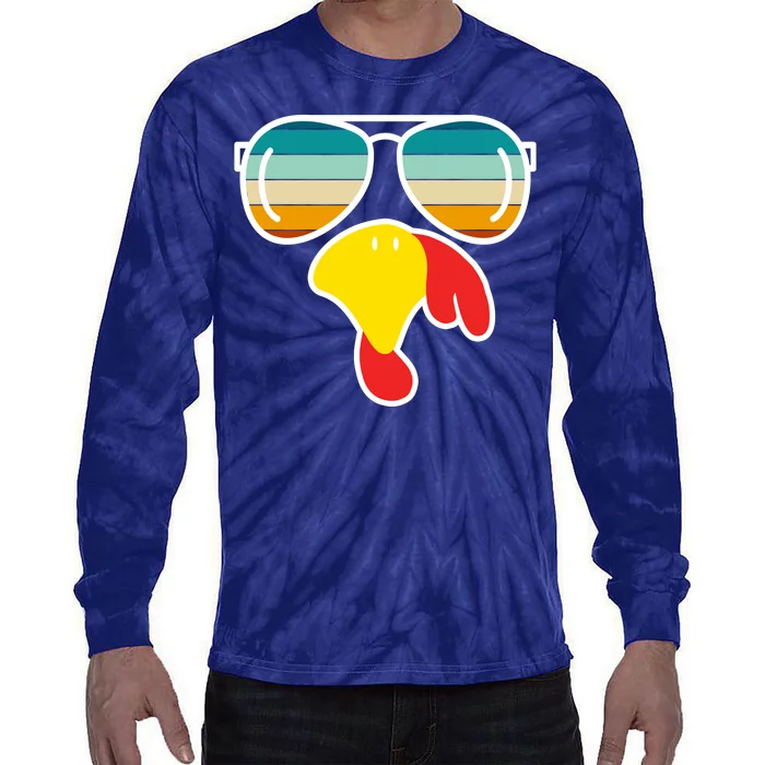 Turkey Retro Sunset Cool Thanksgiving Tie-Dye Long Sleeve Shirt