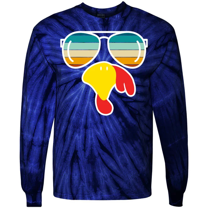 Turkey Retro Sunset Cool Thanksgiving Tie-Dye Long Sleeve Shirt