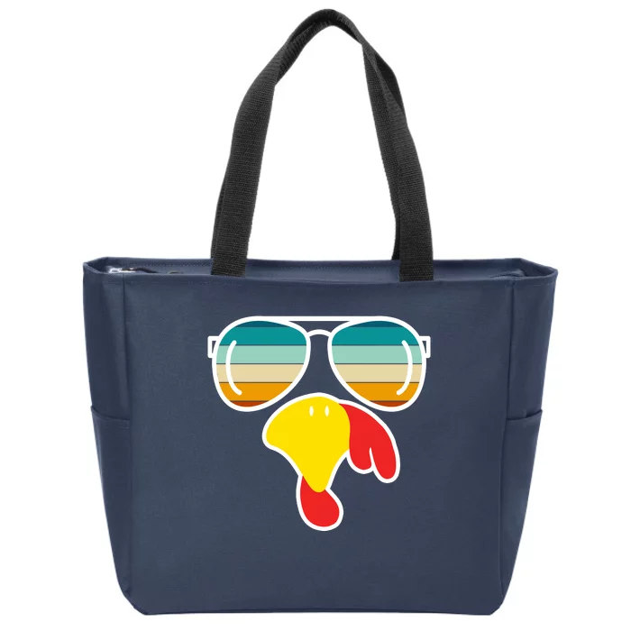 Turkey Retro Sunset Cool Thanksgiving Zip Tote Bag