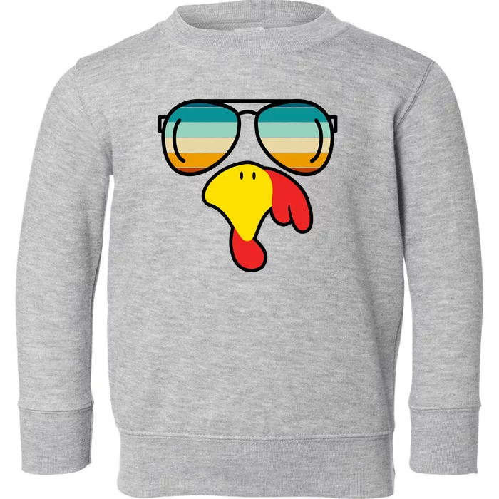 Turkey Retro Sunset Cool Thanksgiving Toddler Sweatshirt