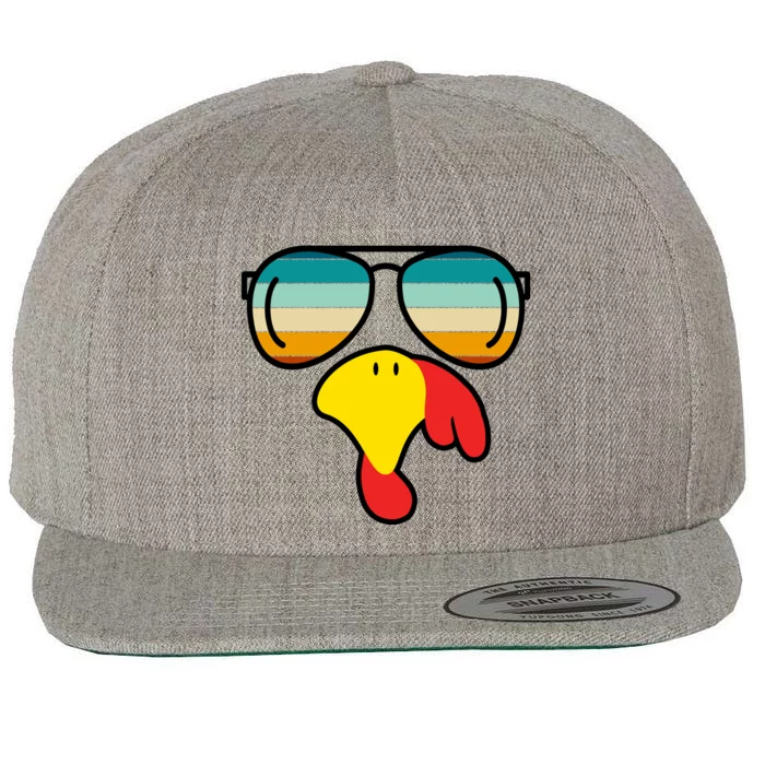 Turkey Retro Sunset Cool Thanksgiving Wool Snapback Cap