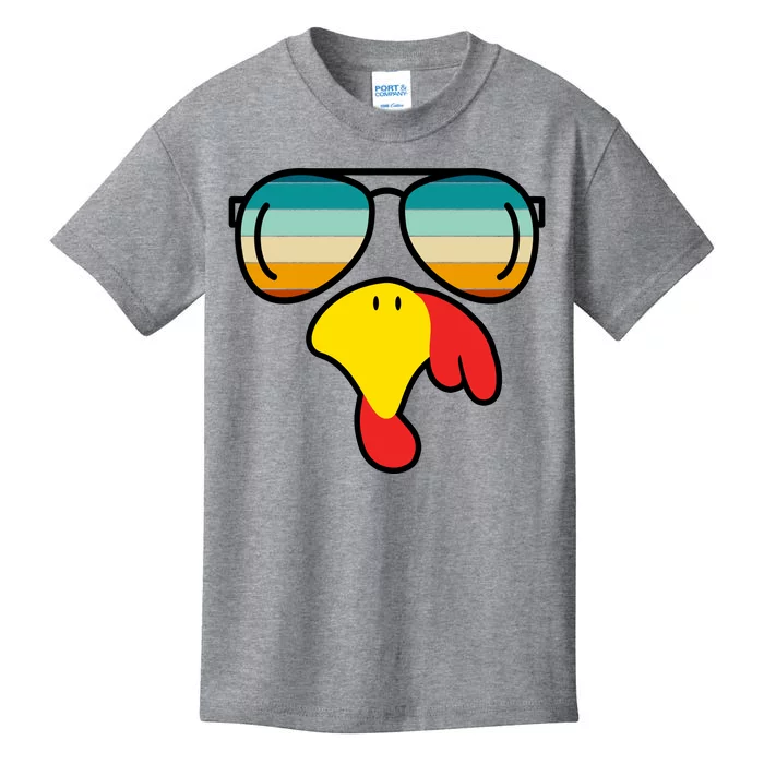 Turkey Retro Sunset Cool Thanksgiving Kids T-Shirt