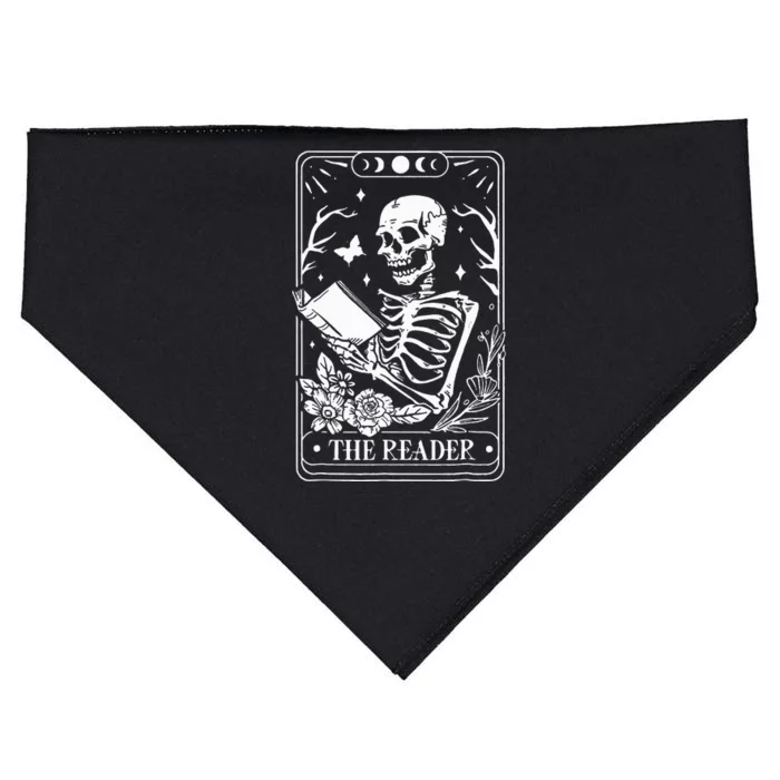 The Reader Spooky Season Retro Halloween Skeleton Tarot Card USA-Made Doggie Bandana