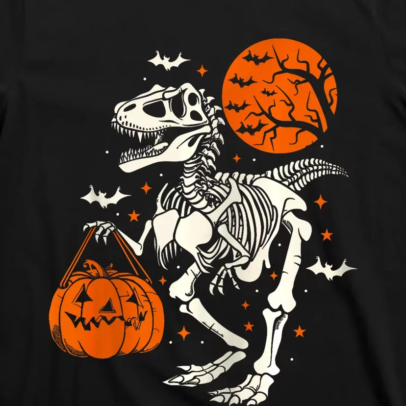 T Rex Skeleton Halloween Dinosaur Spooky Costume 2024 Zip Hoodie T-Shirt