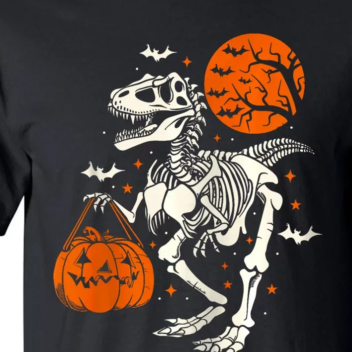 T Rex Skeleton Halloween Dinosaur Spooky Costume 2024 Zip Hoodie Tall T-Shirt