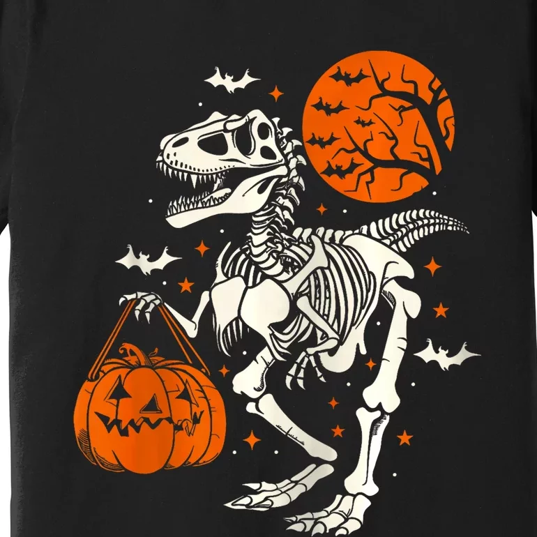 T Rex Skeleton Halloween Dinosaur Spooky Costume 2024 Zip Hoodie Premium T-Shirt