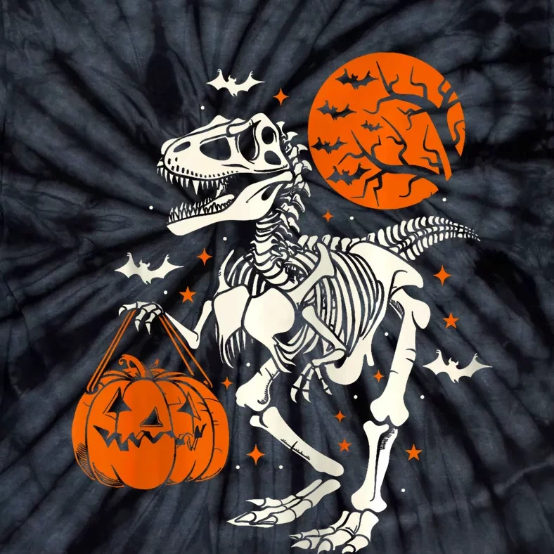 T Rex Skeleton Halloween Dinosaur Spooky Costume 2024 Zip Hoodie Tie-Dye T-Shirt