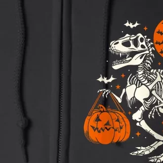 T Rex Skeleton Halloween Dinosaur Spooky Costume 2024 Zip Hoodie Full Zip Hoodie