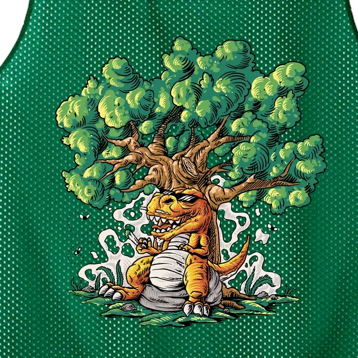 T Rex Smoking Joint Under A Tree Mesh Reversible Basketball Jersey Tank