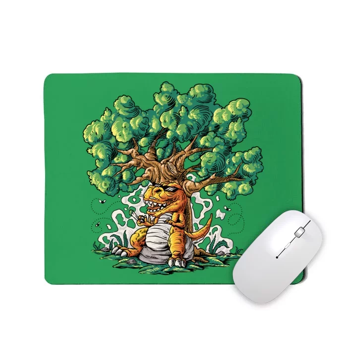 T Rex Smoking Joint Under A Tree Mousepad