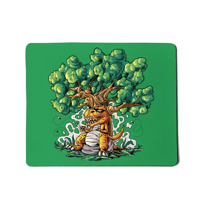 T Rex Smoking Joint Under A Tree Mousepad