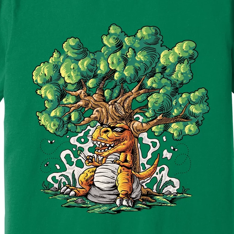 T Rex Smoking Joint Under A Tree Premium T-Shirt