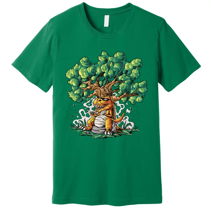 T Rex Smoking Joint Under A Tree Premium T-Shirt