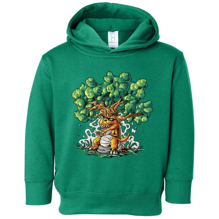 T Rex Smoking Joint Under A Tree Toddler Hoodie