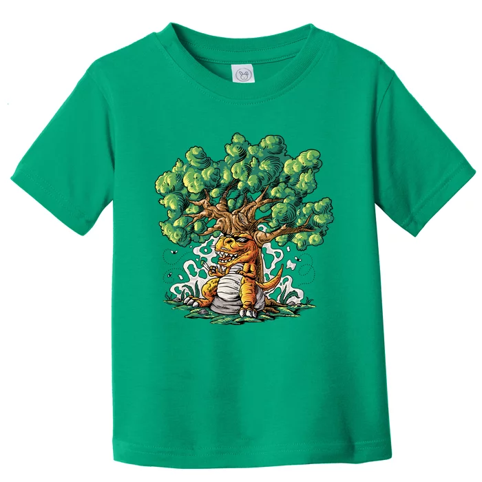 T Rex Smoking Joint Under A Tree Toddler T-Shirt