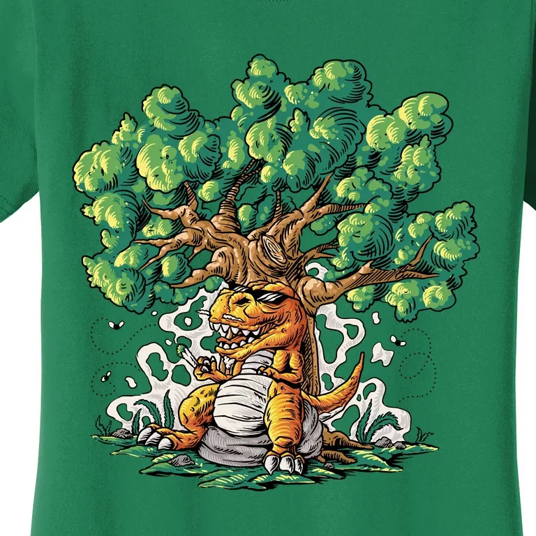 T Rex Smoking Joint Under A Tree Women's T-Shirt