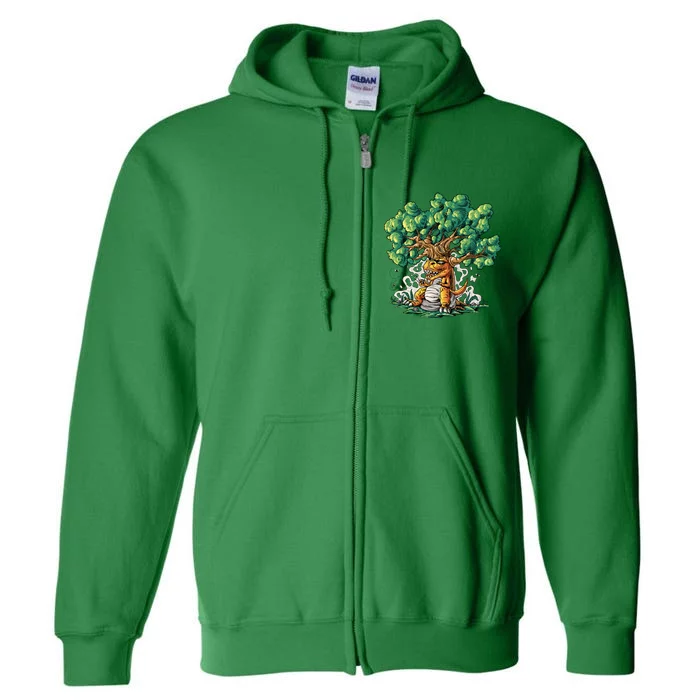 T Rex Smoking Joint Under A Tree Full Zip Hoodie