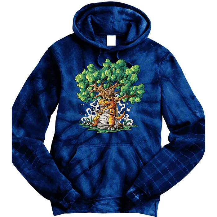 T Rex Smoking Joint Under A Tree Tie Dye Hoodie