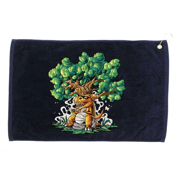 T Rex Smoking Joint Under A Tree Grommeted Golf Towel