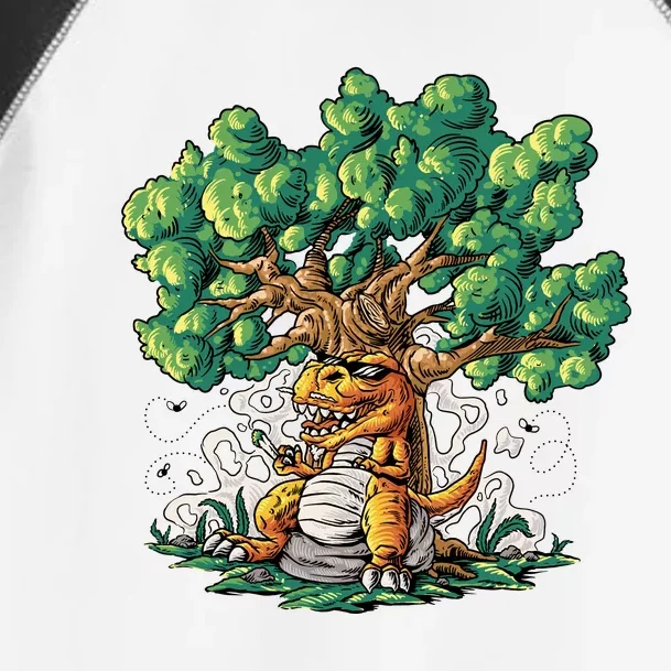 T Rex Smoking Joint Under A Tree Toddler Fine Jersey T-Shirt