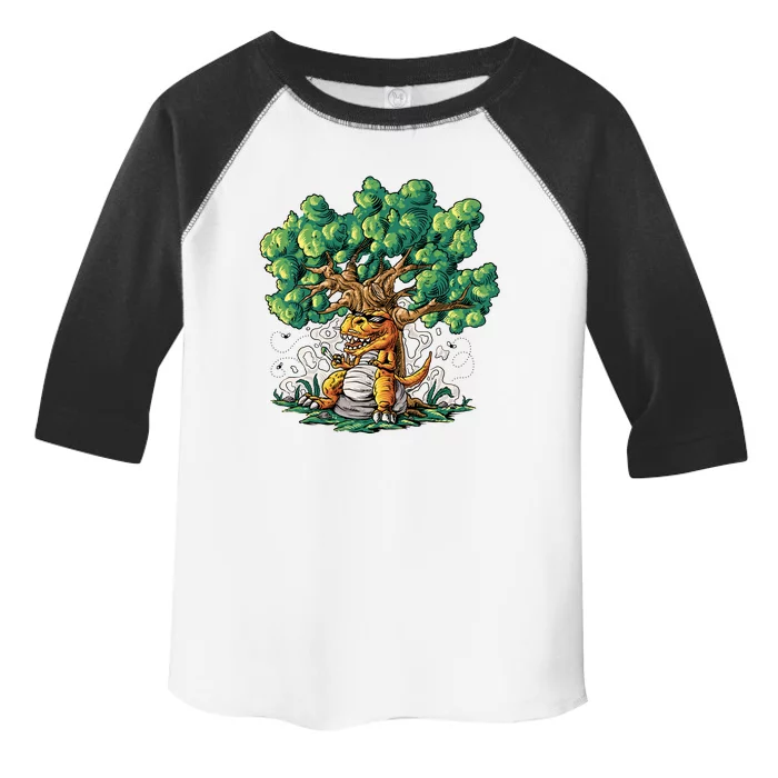 T Rex Smoking Joint Under A Tree Toddler Fine Jersey T-Shirt