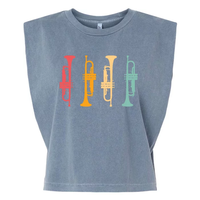 Trumpeter Retro Trumpet Silhouette For Trumpet Player Garment-Dyed Women's Muscle Tee