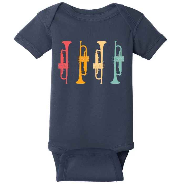 Trumpeter Retro Trumpet Silhouette For Trumpet Player Baby Bodysuit