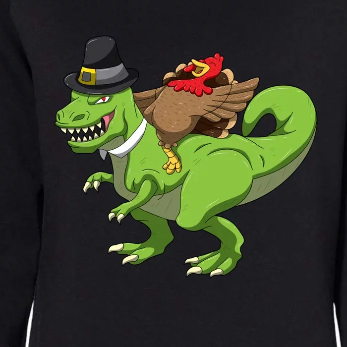 Turkey Riding Tgreat Giftrex Funny Thanksgiving Dinner Dinosaur Gift Womens California Wash Sweatshirt