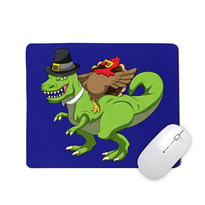 Turkey Riding Tgreat Giftrex Funny Thanksgiving Dinner Dinosaur Gift Mousepad