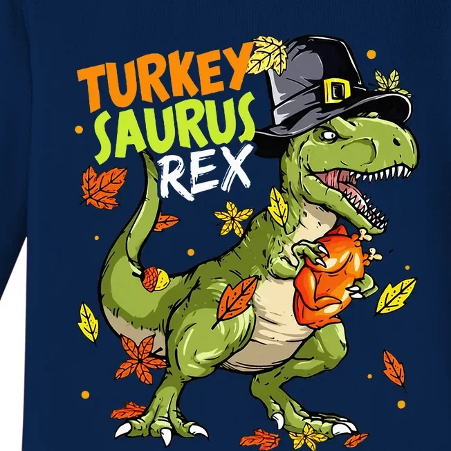 Turkeysaurus Rex Turkey Dino Thanksgiving Baby Long Sleeve Bodysuit