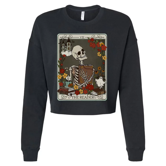 The Reader Tarot Card Bookish Cropped Pullover Crew