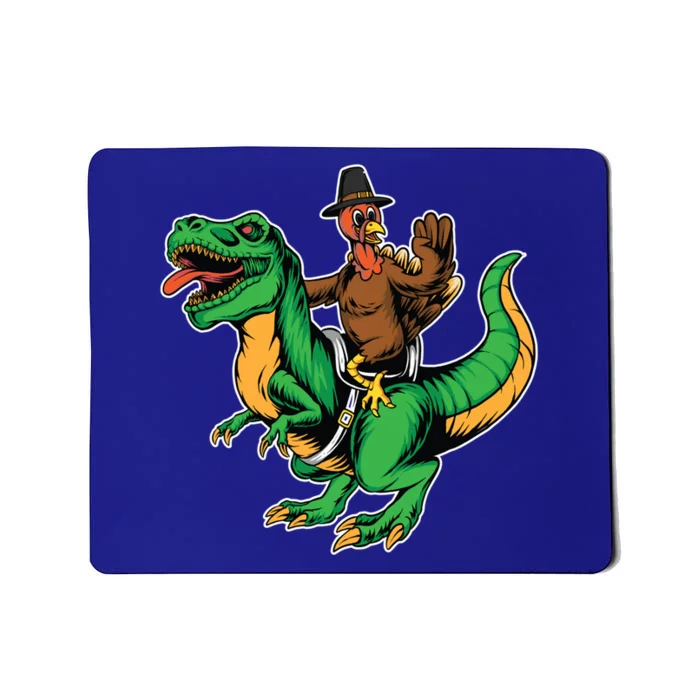 Turkey Riding Trex Dinosaur Thanksgiving Day Fall Autumn Cute Gift Mousepad