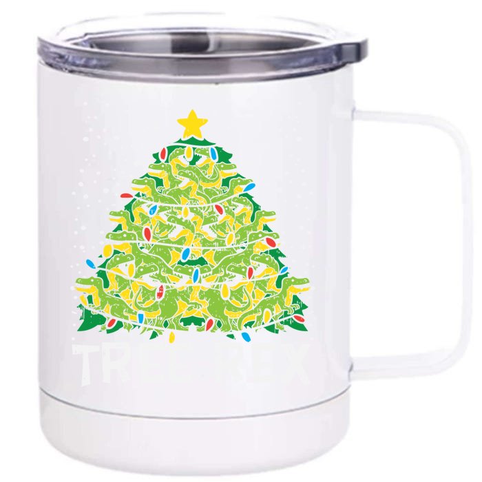 Tree Rex Tcool Giftrex Dinosaur Christmas Tree Xmas Boys Gift Meaningful Gift Front & Back 12oz Stainless Steel Tumbler Cup