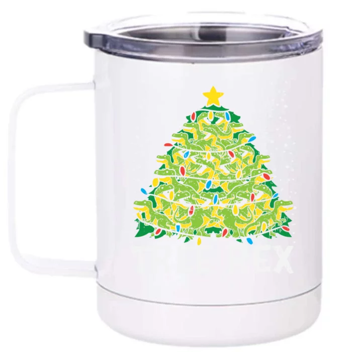 Tree Rex Tcool Giftrex Dinosaur Christmas Tree Xmas Boys Gift Meaningful Gift Front & Back 12oz Stainless Steel Tumbler Cup