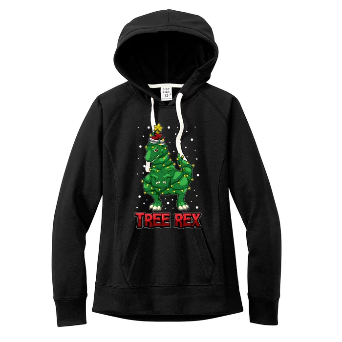 Tree Rex Trex As A Christmas Tree Dinosaur Decoration Gift Women's Fleece Hoodie