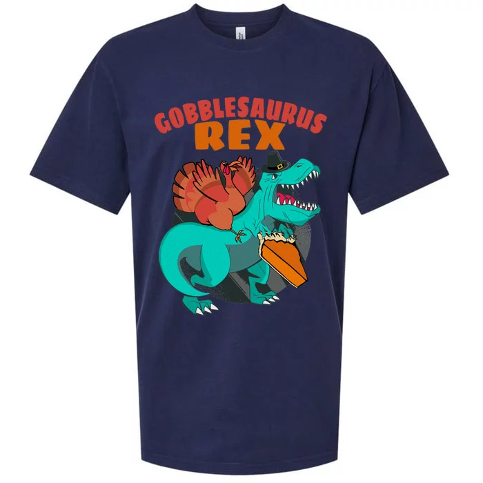 Turkey Riding Trex Dinosaur Thanksgiving Day Pilgrim Pumpkin Gift Sueded Cloud Jersey T-Shirt