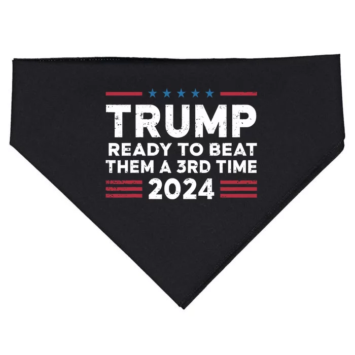 Trump Ready To Beat Them A 3rd Time 2024 USA-Made Doggie Bandana