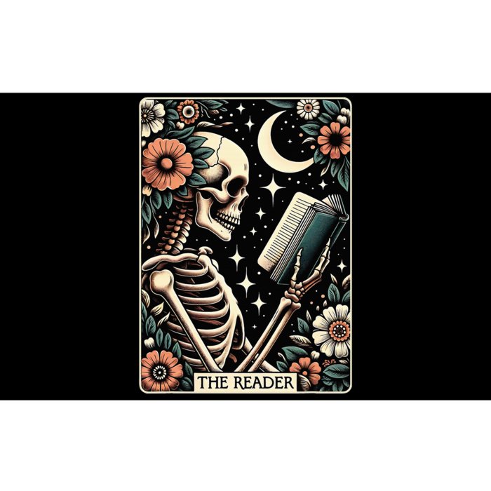 The Reader Tarot Card Skeleton Reading Book Bookworm Bookish Bumper Sticker