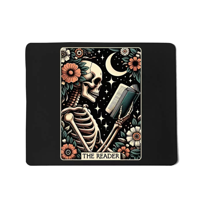 The Reader Tarot Card Skeleton Reading Book Bookworm Bookish Mousepad