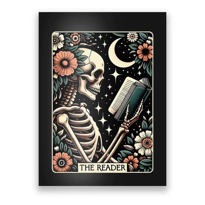 The Reader Tarot Card Skeleton Reading Book Bookworm Bookish Poster