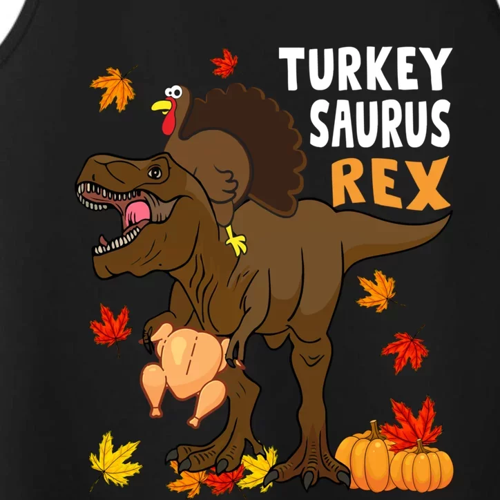 Turkey Riding Trex Dinosaur Thanksgiving Day Pilgrim Gift Performance Tank