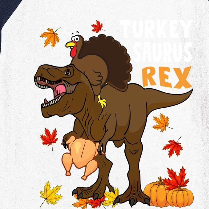 Turkey Riding Trex Dinosaur Thanksgiving Day Pilgrim Gift Baseball Sleeve Shirt