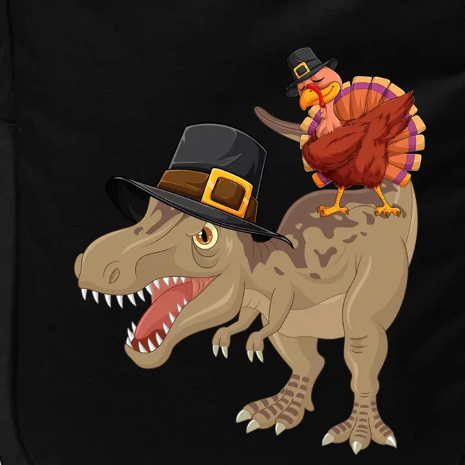 Turkey Riding Trex Dinosaur Thanksgiving Day Pilgrim Gift Impact Tech Backpack