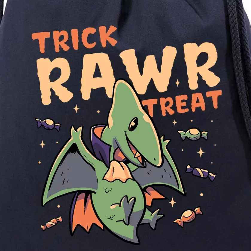 Trick Rawr Treat Cute Creepy Halloween Dino Vampire Gift Drawstring Bag