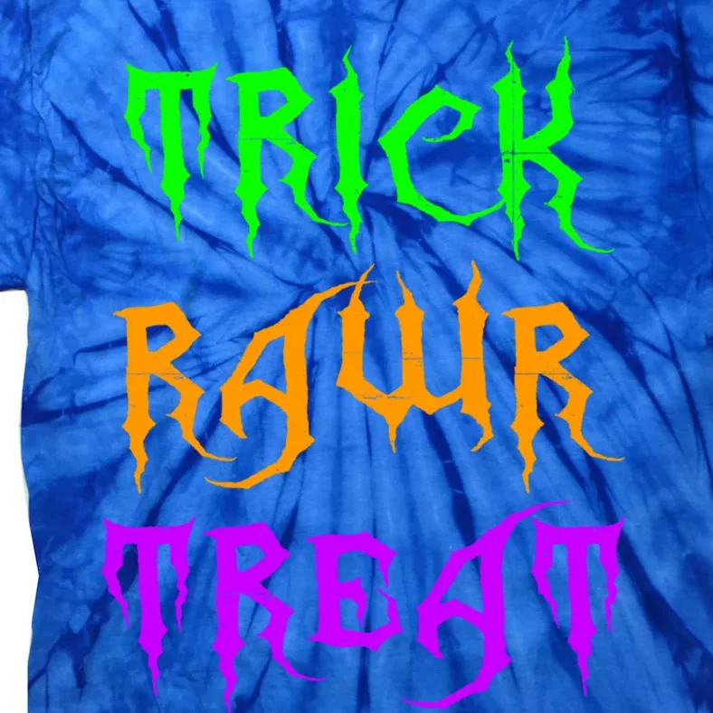 Trick Rawr Treat Cute Halloween Party Cool Gift Tie-Dye T-Shirt