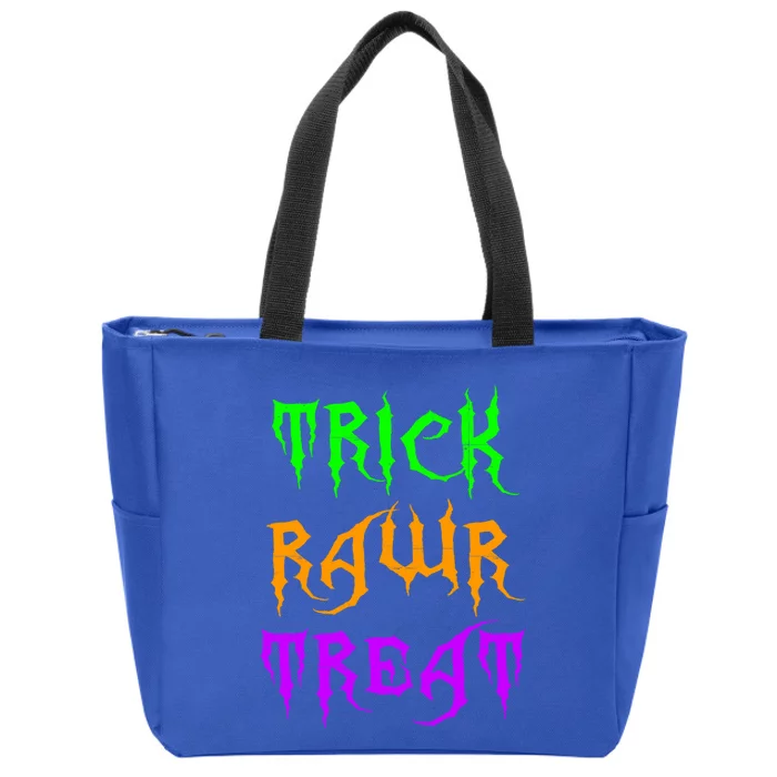 Trick Rawr Treat Cute Halloween Party Cool Gift Zip Tote Bag